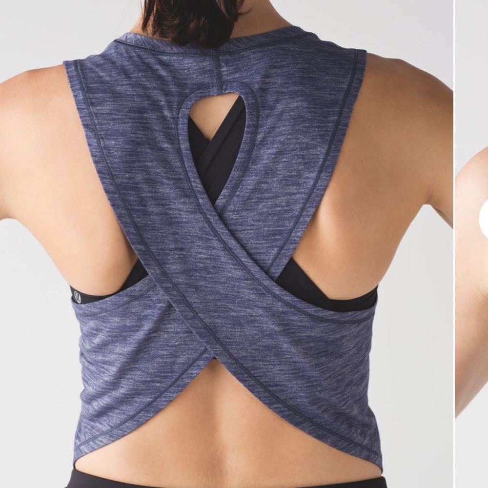 Lulu🍋 Rare Fast As Light Muscle Tank Heathered Emperor Blue size 6